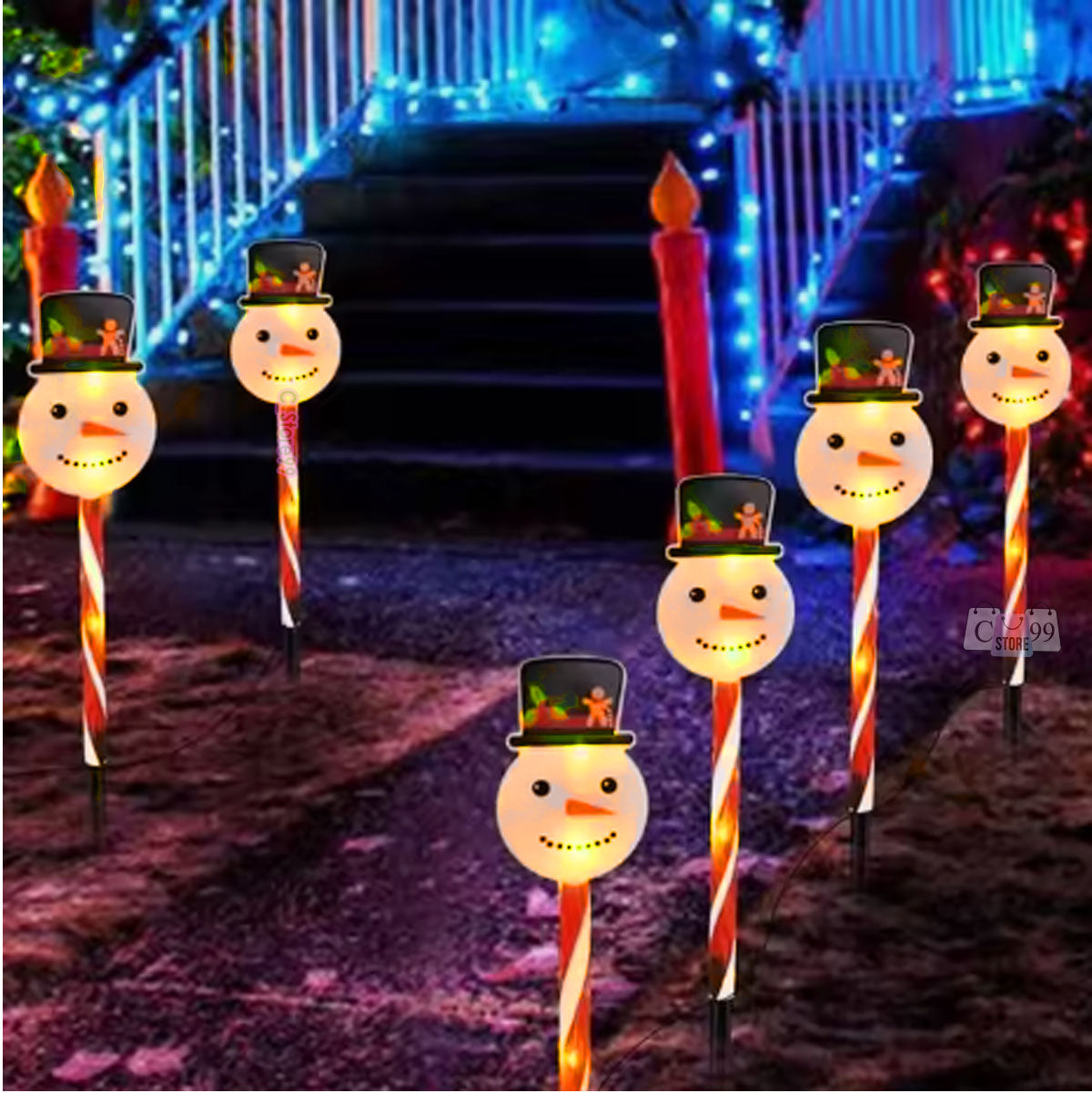 ☃️ Luces Solares Navideñas de Muñeco de Nieve 🎅