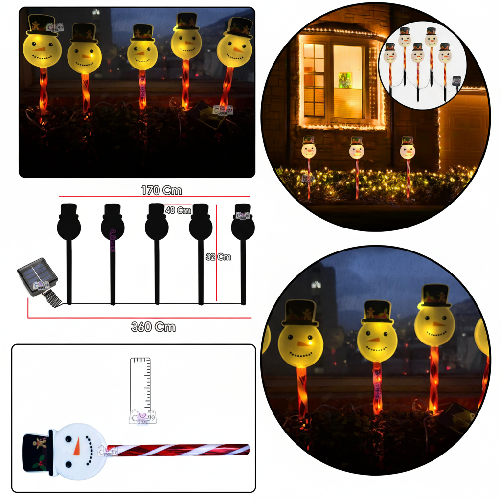 ☃️ Luces Solares Navideñas de Muñeco de Nieve 🎅